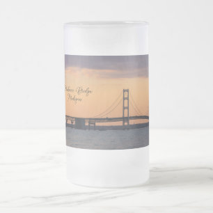 Orange Dusk Mackinac Bridge Frosted Mug