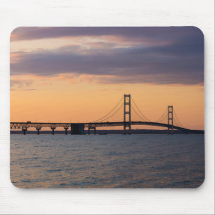 Orange Dusk Mackinac Bridge Mouse Mat