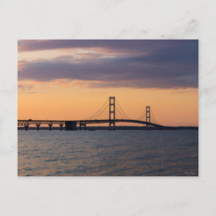 Orange Dusk Mackinac Bridge Postcard