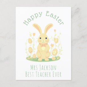 Orange Easter Bunny Best School Teacher Holiday Postcard