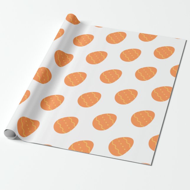 Orange Easter Egg Pattern Wrapping Paper (Unrolled)