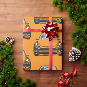Orange Electric Vehicle SUV Car Orange Background Wrapping Paper