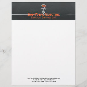 Orange electrician -logo lightbulb design personalized letterhead