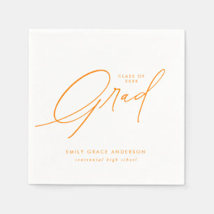 Orange Elegant Calligraphy Script Graduation Napkin