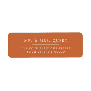 Orange Elegant Classic Simple Return Address