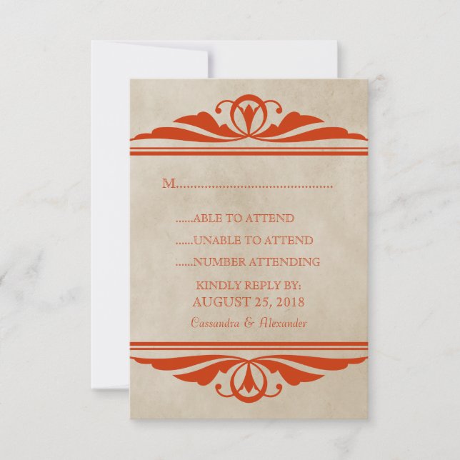 Orange Elegant Deco Response Card (Front)