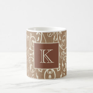 Orange Elegant Flourish Monogram Mug