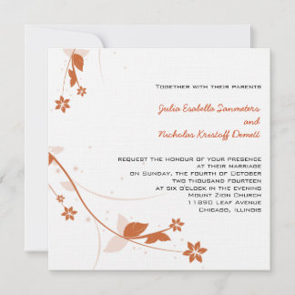 ORANGE ELEGANT LINEN WEDDING Invitation