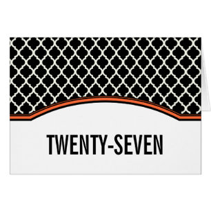 Orange Elegant Quatrefoil Table Number Card