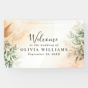 Orange Elegant romantic eucalyptus leaves rustic Banner