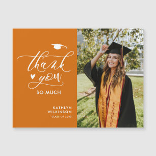 Orange Elegant Script Simple Graduation Thank You