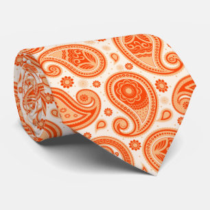 Orange elegant vintage paisley pattern tie