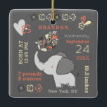Orange Elephant Birth Stats Baby's First Christmas Ceramic Ornament<br><div class="desc">Yellow ORange & Grey Cute Elephant Baby Birth Stats Keepsake First Christmas Ornament, with your Personalised Text. A colour editable design, you change all the colours to match your Nursery, Holiday Décor, or Baby Shower theme colour palette. Perfect for a Baby Boy or Girl! - Adorable and easy to edit...</div>
