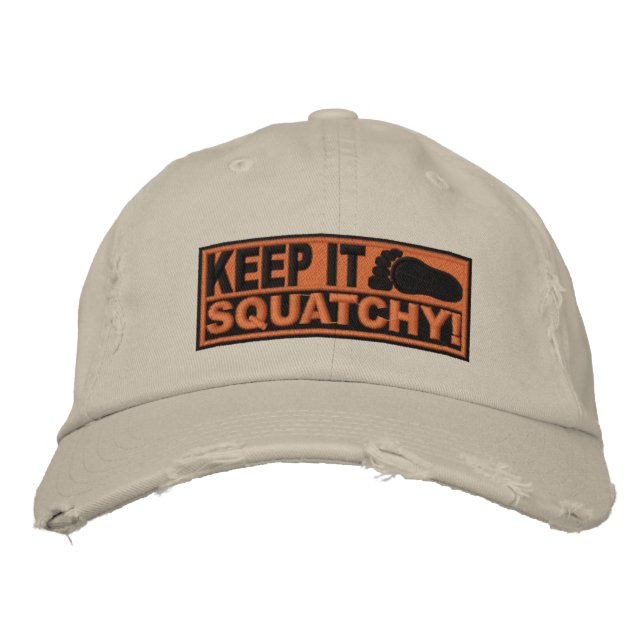Orange *EMBROIDERED* Keep It Squatchy! - Bobo's Embroidered Hat (Front)