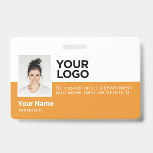 Orange Employee Modern Photo ID Security Badge
