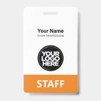 Orange Employee Name Business Logo Staff Tag