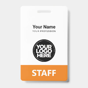 Orange Employee Name Business Logo Staff Tag ID Badge