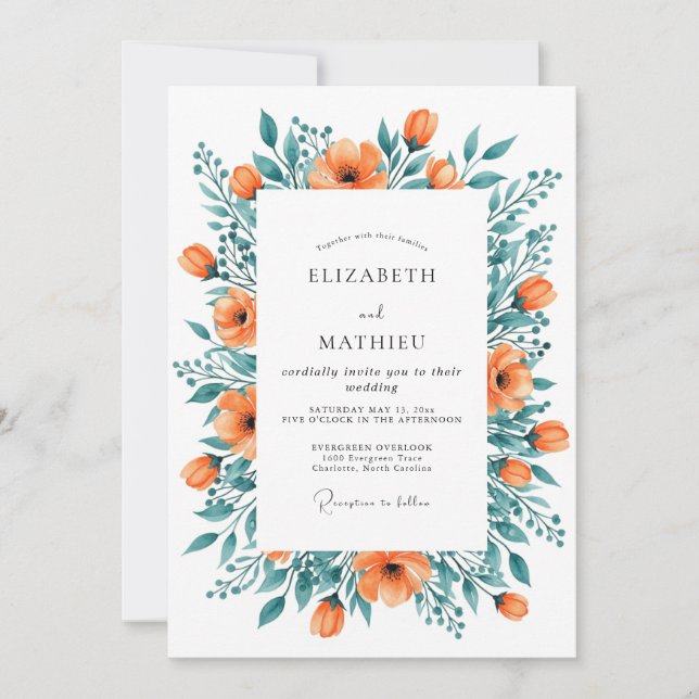 Orange Energetic Spring Wedding Invitation (Front)