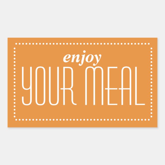 Orange Enjoy Your Meal Rectangular Sticker (Front)