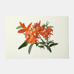 Orange Epidendrum Orchid Doormat