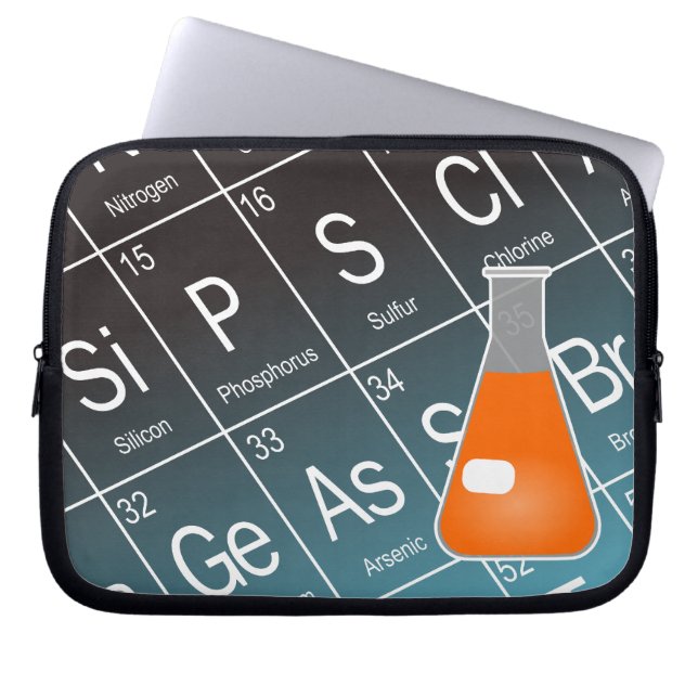 Orange Erlenmeyer (Conical) Flask Chemistry Laptop Sleeve (Front)