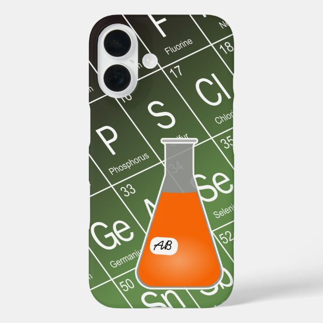 Orange Erlenmeyer Flask (with Initials) Chemistry Case-Mate iPhone Case (Back)