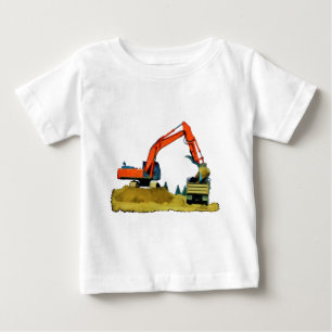 Orange Excavator and Yellow Dump-Truck Baby T-Shirt