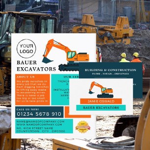 Orange Excavator, Builders Business Card