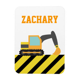 Orange Excavator, Construction Vehicle, For kids Magnet