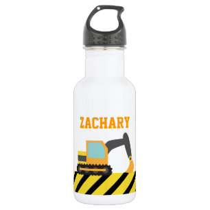 Orange Excavator Construction Vehicle Kids 532 Ml Water Bottle