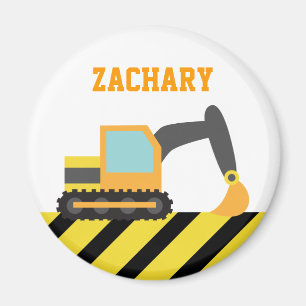 Orange Excavator, Construction Vehicles, for Kids Magnet