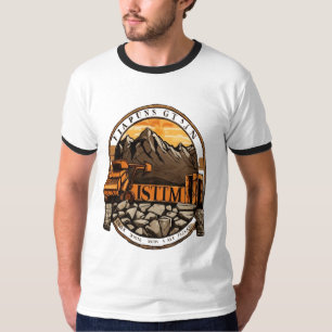 Orange Excavator On Rocky Terrain Crest T-Shirt