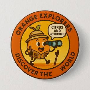 Orange Explorers Discover The World 7.5 Cm Round Badge