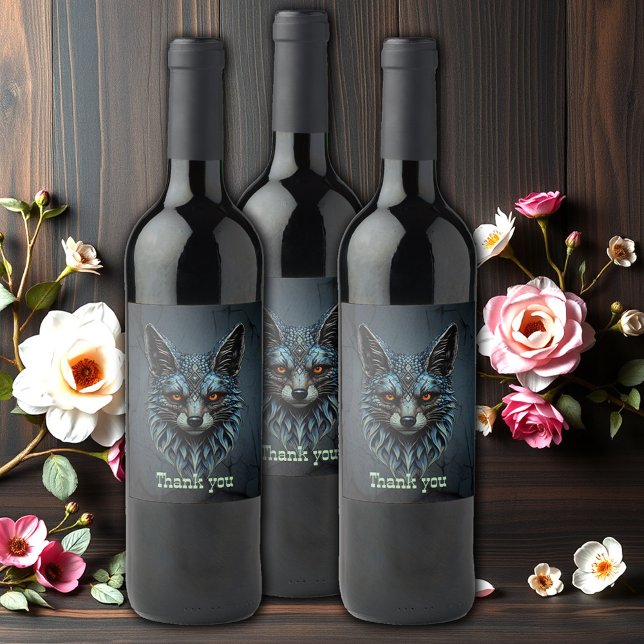 Orange eyes, cool fur: The dazzling fox.  Wine Label (Creator Uploaded)