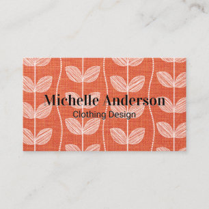Orange Fabric Material Plant Doodle Pattern Business Card