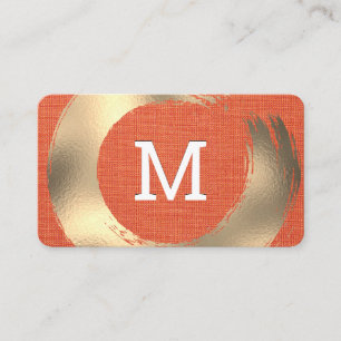 Orange Fabric Texture Gold Brushed Business Card