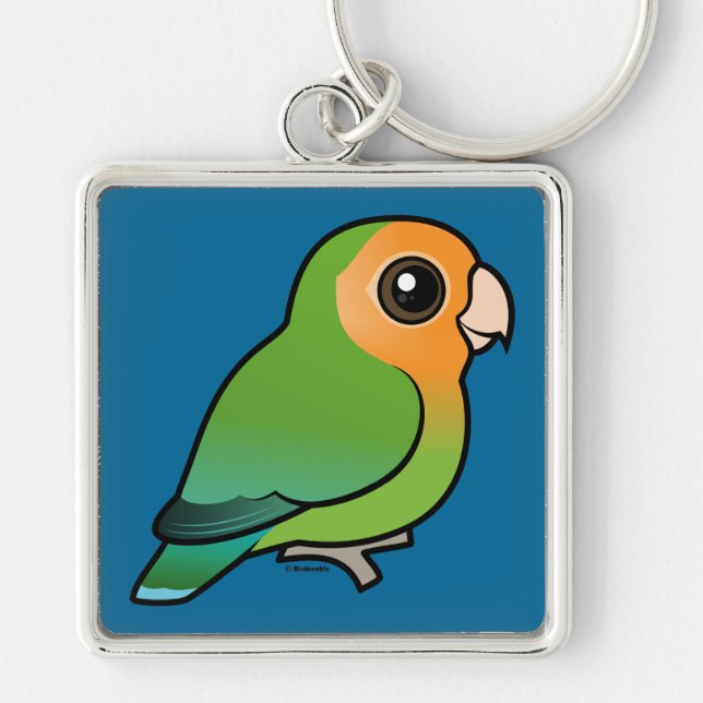 Orange-faced Peach-faced Lovebird Key Ring (Front)