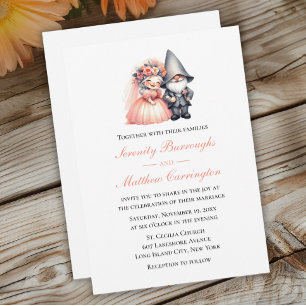 Orange Fairytale Gnome Wedding Cute Woodland Invitation