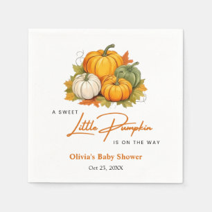 Orange Fall Autumn A Little Pumpkin Baby Shower Napkin