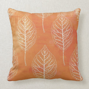 Orange Fall Botanical Leaf  Cushion