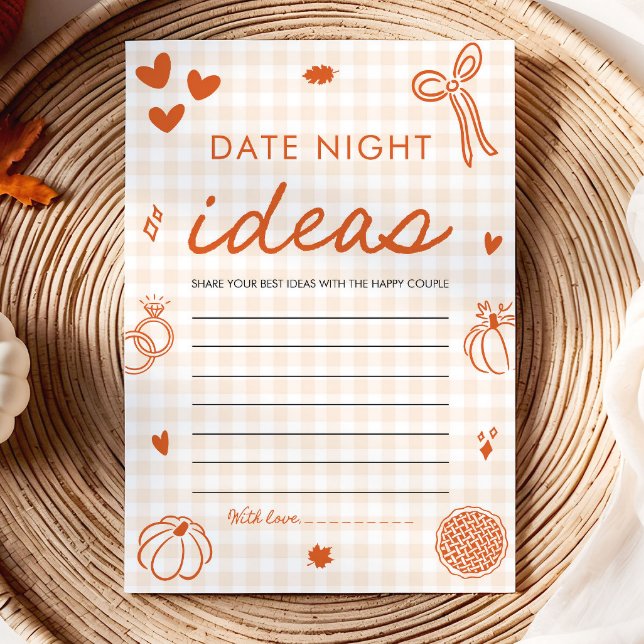 Orange Fall Date Night Ideas Bridal Shower Game Invitation (Orange Fall Date Night Ideas Bridal Shower Game)