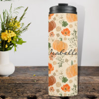 Orange Fall Faux Glitter Pumpkins Name
