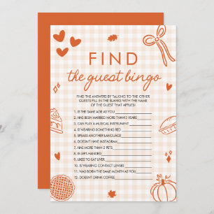 Orange Fall Find the Guest Bingo Baby Shower Game Invitation