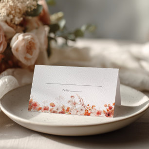 Orange Fall Floral Wedding Place Card
