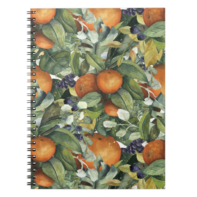 Orange fall fruit pattern notebook (Front)