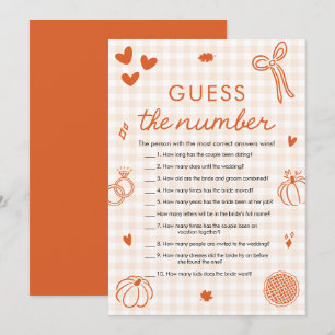 Orange Fall Guess the Number Bridal Shower Game Invitation