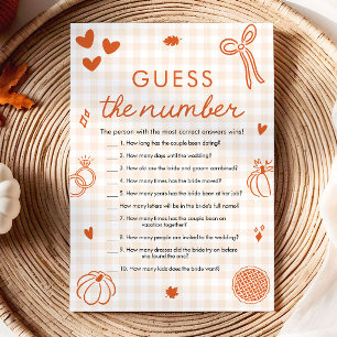 Orange Fall Guess the Number Bridal Shower Game Invitation