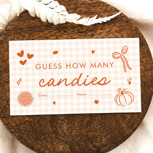 Orange Fall Hand Drawn Guess How Many Candies Game Enclosure Card