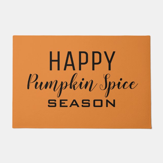 orange fall harvest happy pumpkin spice season doormat (Front)