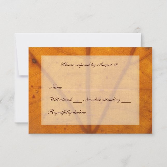 Orange Fall Leaf rsvp with envelope Card (Front)
